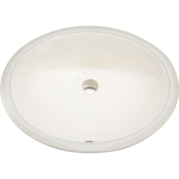 19.5 W CUPC Oval Undermount Sink Set In Biscuit, Brushed Nickel Hardware, Overflow Drain Incl.